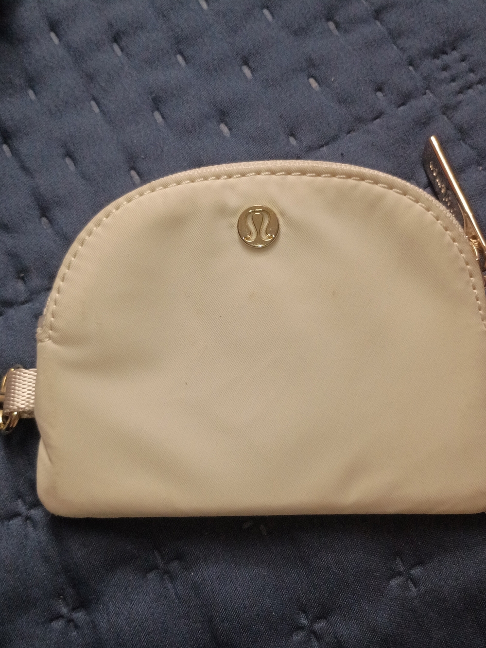 lululemon athletica Cream Crescent Cosmetic Pouch with Gold Logo